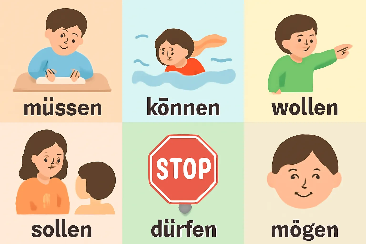 Động từ khuyết thiếu tiếng Đức: Cách dùng müssen, können, wollen, sollen, dürfen, mögen đúng cách